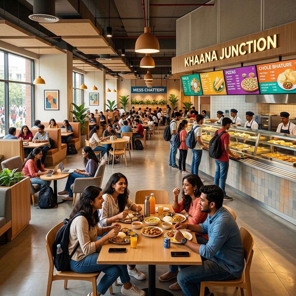 Modern student cafeteria, mess, and lounge area